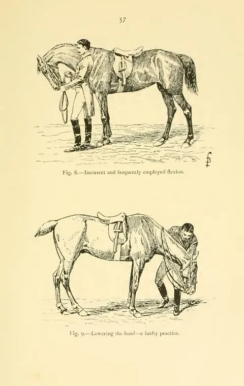 Fig. 8. — Incorrect and frequently employed flexion. Fig. 9. — Lowering the head — a faulty practice.
