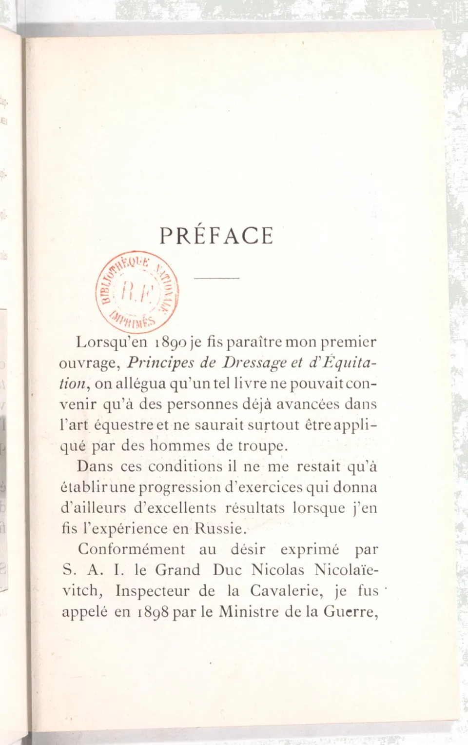 Règlement pour le dressage du cheval d'armes : établi en 1908 par la Commission de l'Ecole d'application de cavalerie des officiers à Saint-Pétersbourg, скан 12 из 175
