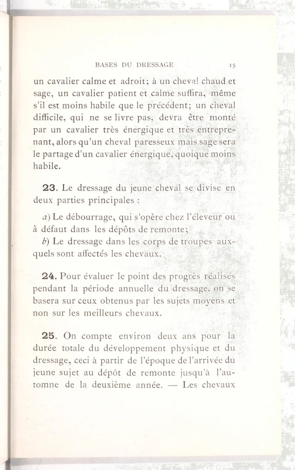Règlement pour le dressage du cheval d'armes : établi en 1908 par la Commission de l'Ecole d'application de cavalerie des officiers à Saint-Pétersbourg, скан 30 из 175