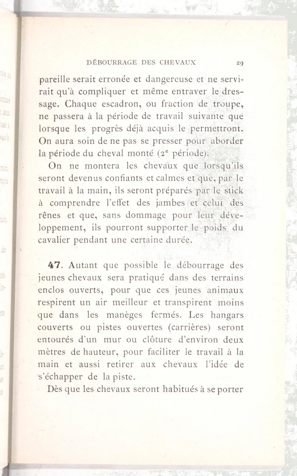 Règlement pour le dressage du cheval d'armes : établi en 1908 par la Commission de l'Ecole d'application de cavalerie des officiers à Saint-Pétersbourg, скан 44 из 175