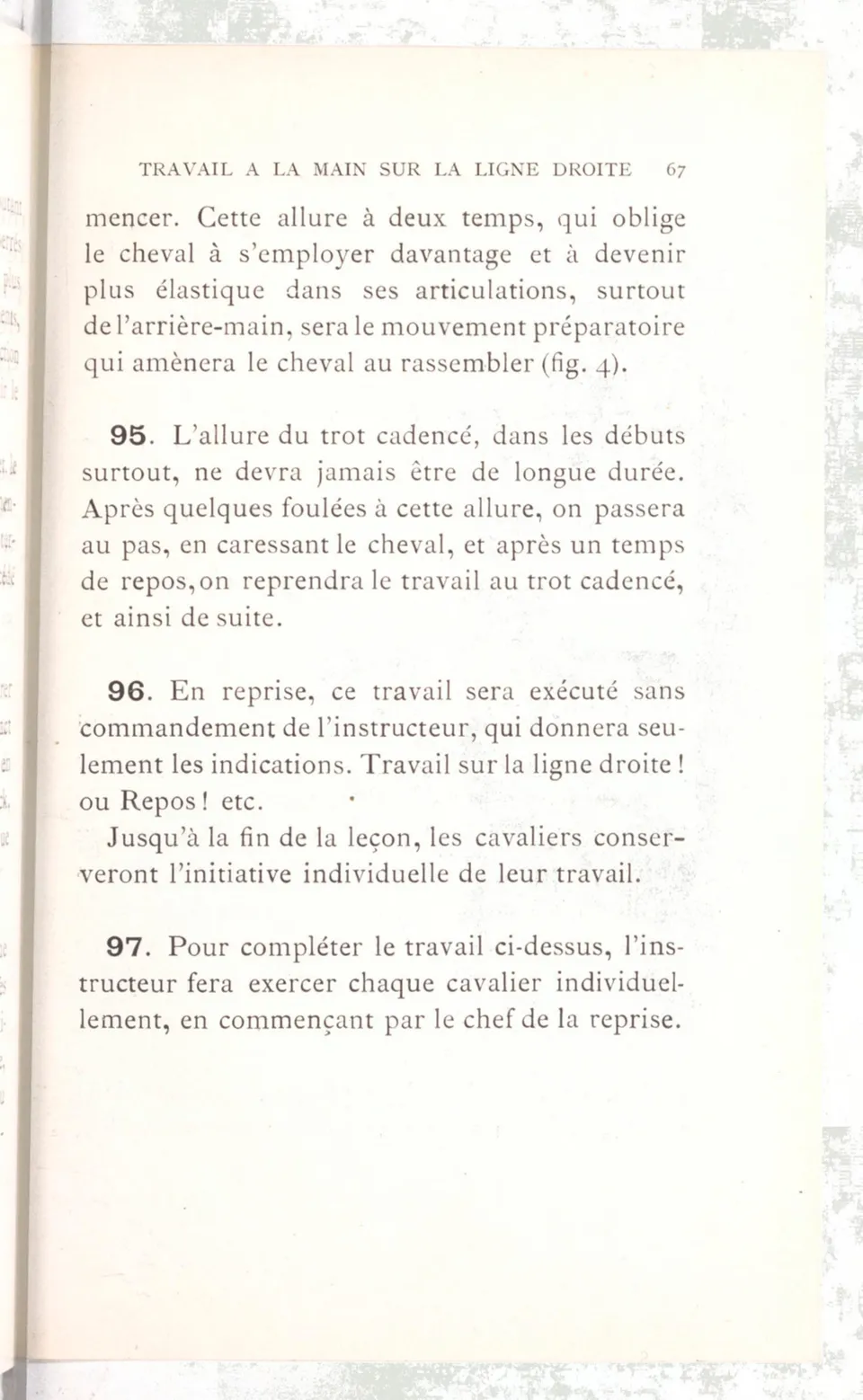 Règlement pour le dressage du cheval d'armes : établi en 1908 par la Commission de l'Ecole d'application de cavalerie des officiers à Saint-Pétersbourg, скан 82 из 175