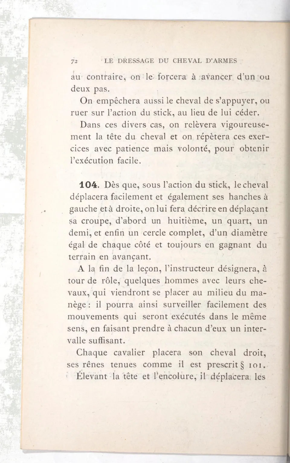 Règlement pour le dressage du cheval d'armes : établi en 1908 par la Commission de l'Ecole d'application de cavalerie des officiers à Saint-Pétersbourg, скан 87 из 175