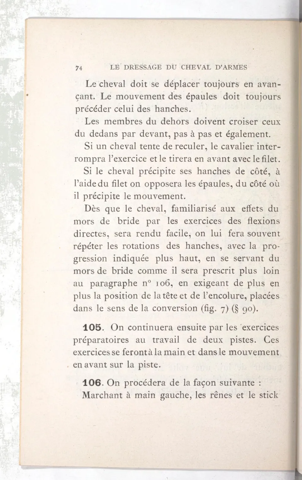 Règlement pour le dressage du cheval d'armes : établi en 1908 par la Commission de l'Ecole d'application de cavalerie des officiers à Saint-Pétersbourg, скан 89 из 175