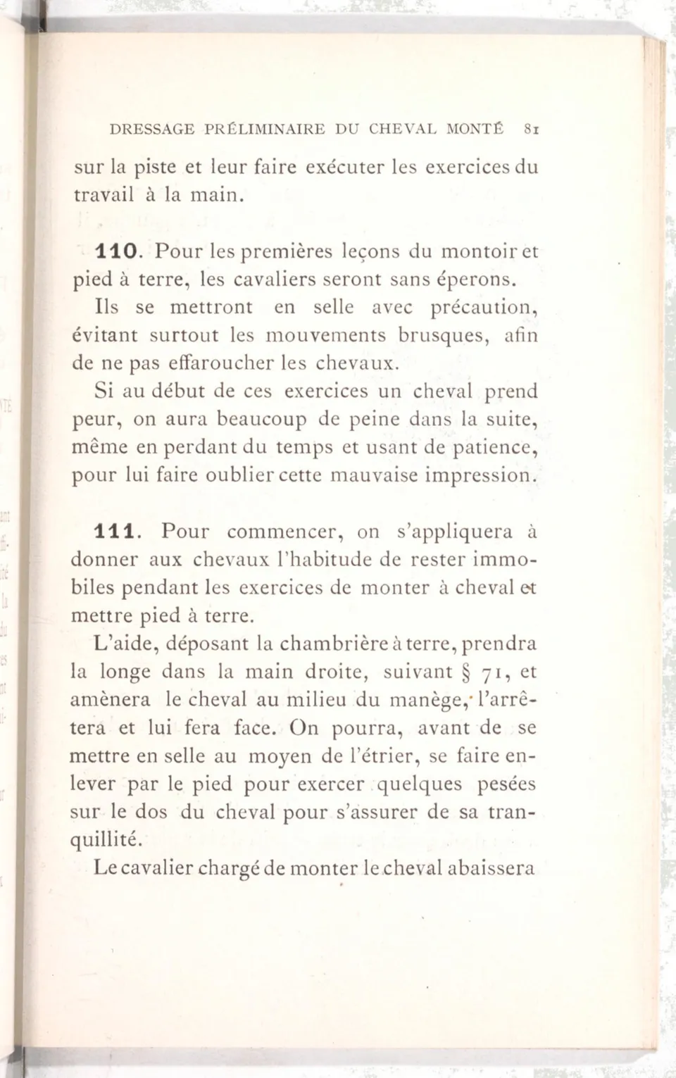 Règlement pour le dressage du cheval d'armes : établi en 1908 par la Commission de l'Ecole d'application de cavalerie des officiers à Saint-Pétersbourg, скан 96 из 175