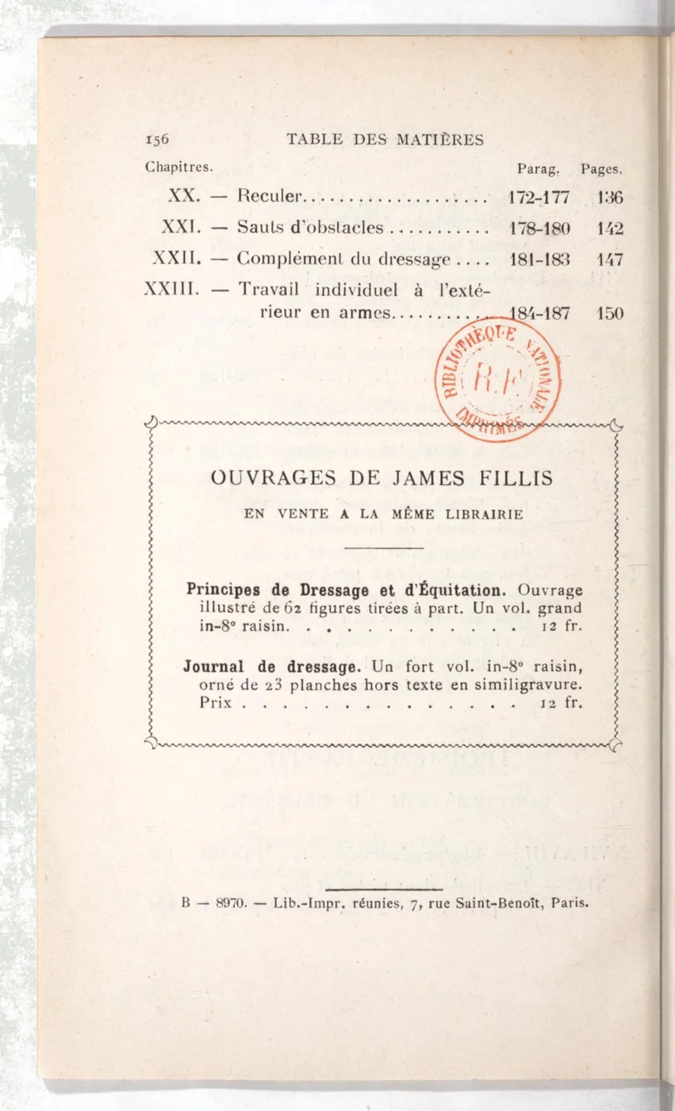 Règlement pour le dressage du cheval d'armes : établi en 1908 par la Commission de l'Ecole d'application de cavalerie des officiers à Saint-Pétersbourg, скан 171 из 175